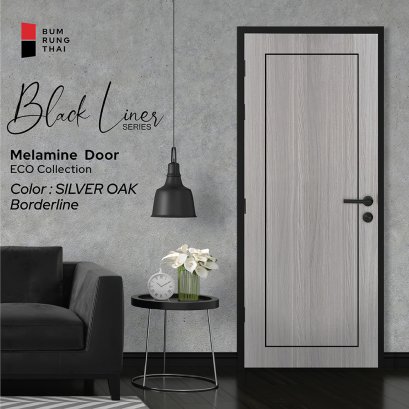 ประตูเมลามีนเซาะร่องดำ สี Silver Oak