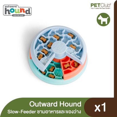 Outward Hound Slow Feeder Plastic Dog Pet Food Bowl Circular Teal