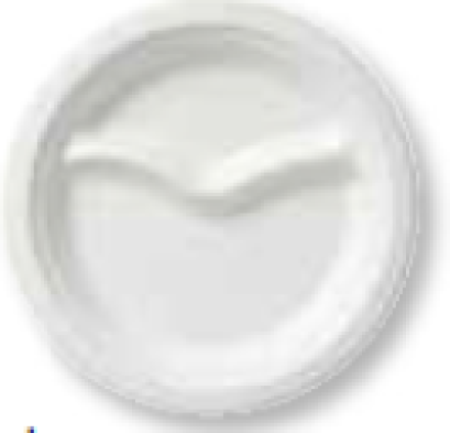 จานผลิตจากชานอ้อย 2 ช่อง (ขาว)