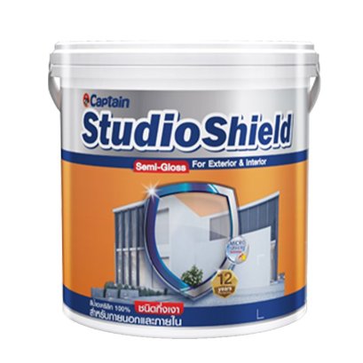 CAPTAIN สีน้ำกึ่งเงาทาภายนอกและภายใน รุ่น STUDIO SHIELD ขนาด 2.5 แกลลอน สีเบส A