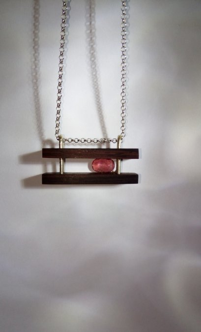 Ruby and Wooden Necklace