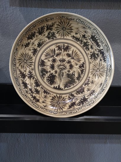 Ceramic Plate - Wiang Galong (Brown Flower)