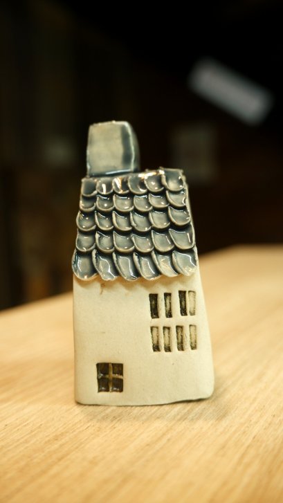 Ceramic house, grey roof