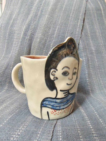 Hilltribe woman earthenware mug