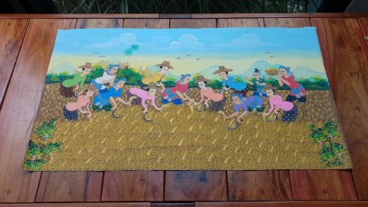 รูปวาดชาวบ้านเกี่ยวข้าว