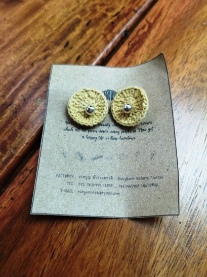 ต่างหูถักดอกไม้ จี้เงินแท้