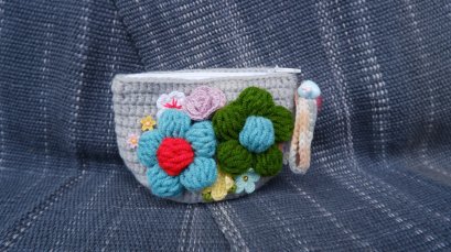 Knit coin bag - grey