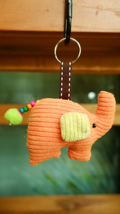 Cloth elephant keychain, orange&amp;green