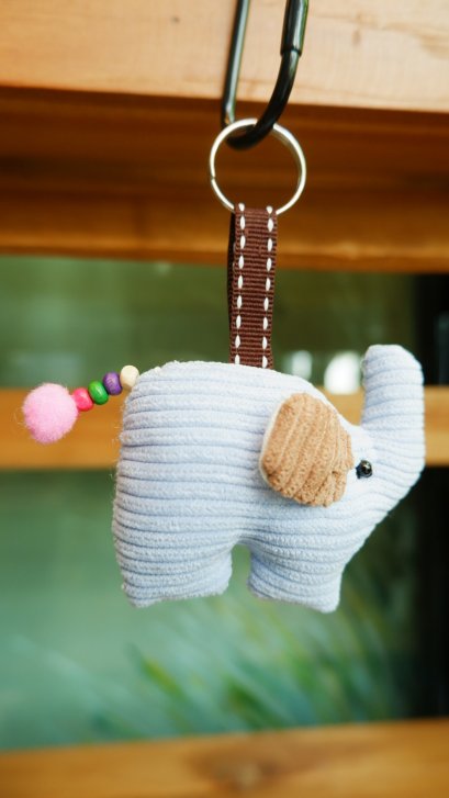 Cloth elephant keychain,blue&amp;brown