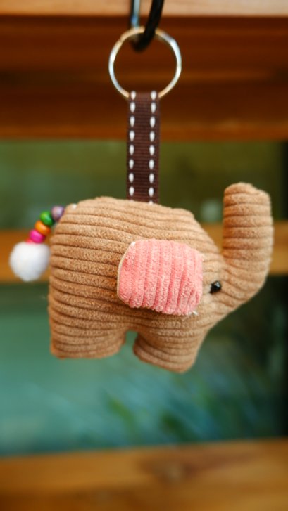 Cloth elephant keychain, brown&amp;orange