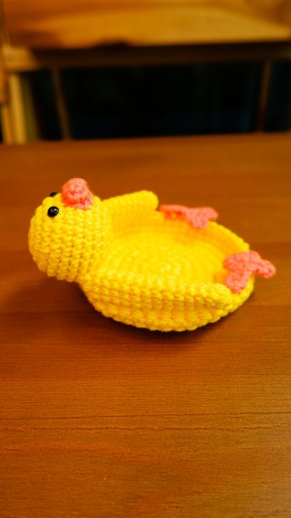 Crochet coaster, yellow duck