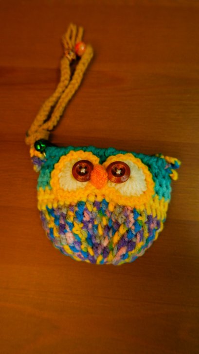 Green owl crochet bag