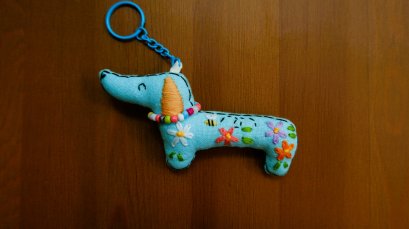 Embroidered blue dog