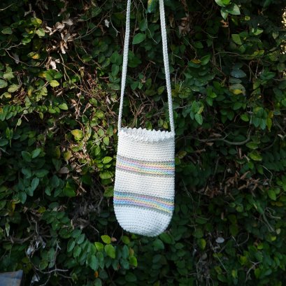 White crochet Water Bottle Holder