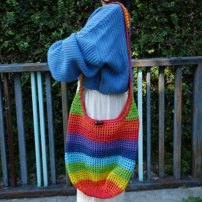 Rainbow crocheted bag