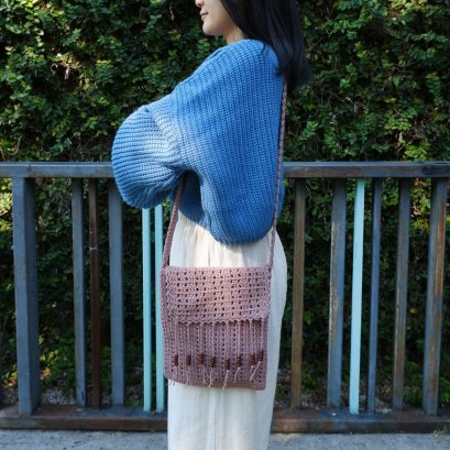 Purple crocheted bag