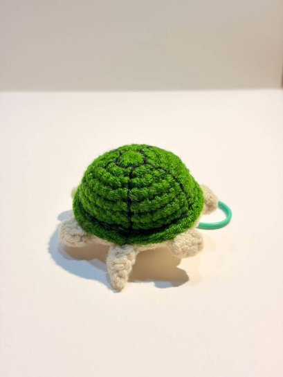 Green Crochet Turtle Keychain
