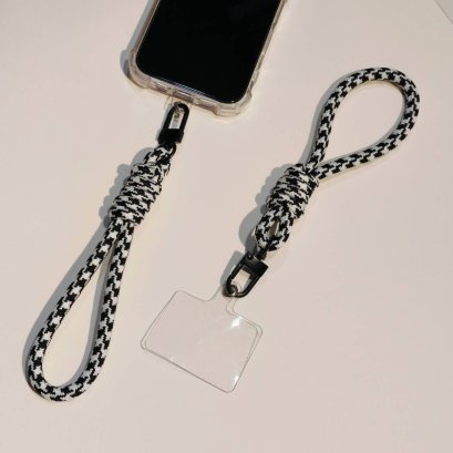 Black &amp; White Zigzag Phone Strap