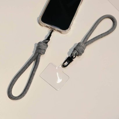 Black &amp; White Fine Striped Phone Strap