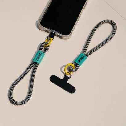 Black &amp; White Striped Phone Strap