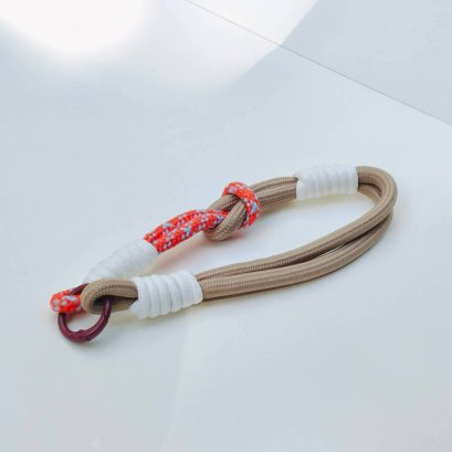 Brown Phone Strap with Orange Loop