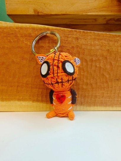 Braided Rope Keychain- Orange Monster