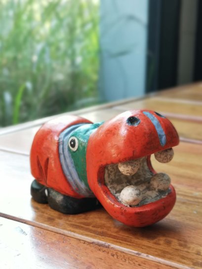 Wooden Animal (Orange Hippopotamus)