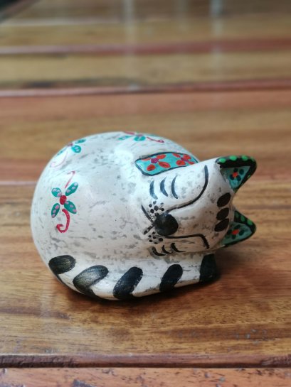 Wooden Animal (White Cat)