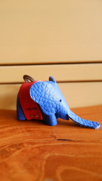 Elephant leather keychain - Blue &amp; Red