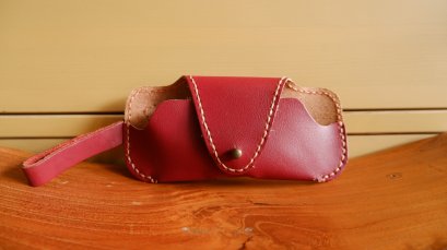 Glasses leather storage case - Red