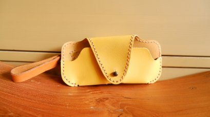 Glasses leather storage case - Yellow