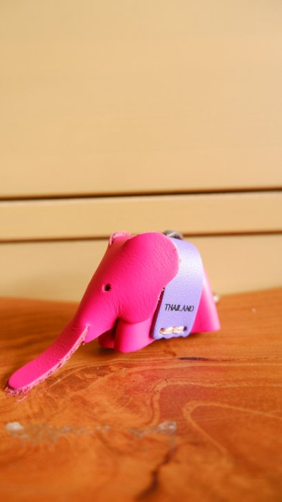 Elephant leather keychain - Pink &amp; Purple