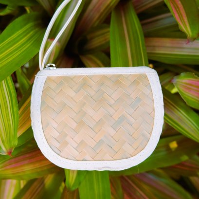 กระเป๋าสาน ขนาดเล็ก ขอบขาว