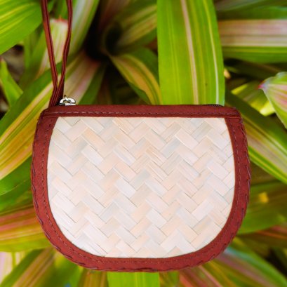 กระเป๋าสาน ขนาดเล็ก ขอบน้ำตาลเข้ม