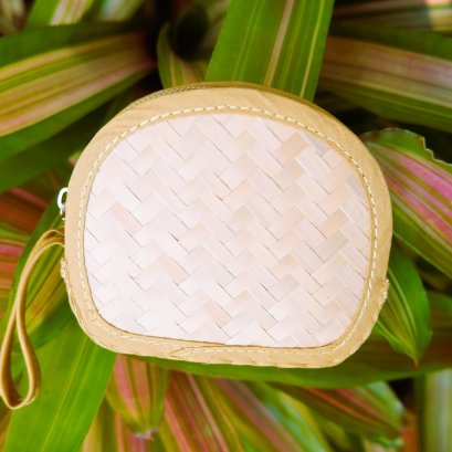 กระเป๋าสาน ขนาดเล็ก ขอบน้ำตาล