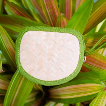 กระเป๋าสาน ขนาดเล็ก ขอบเขียว