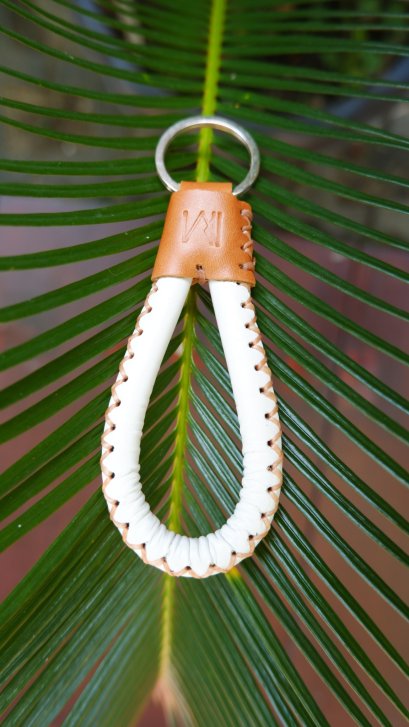 White leather keychain