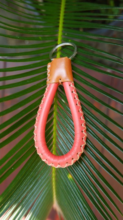Orange leather keychain
