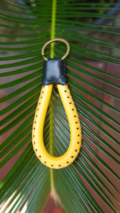 Yellow leather keychain