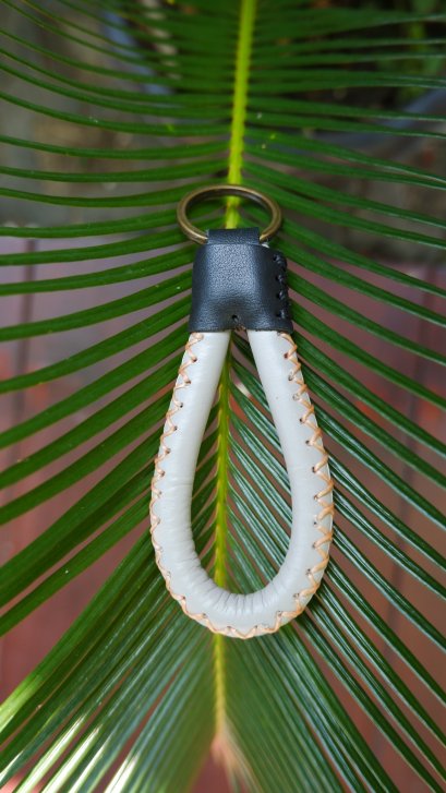 Grey leather keychain