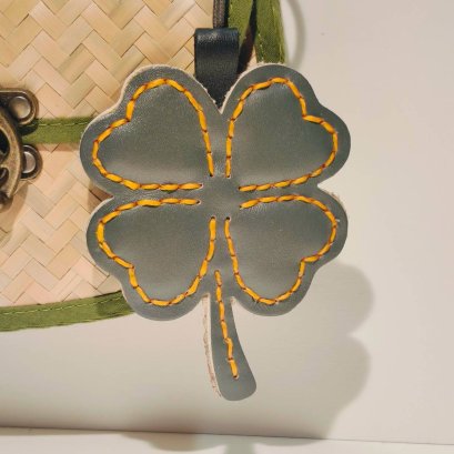 Gray Clover Keychain