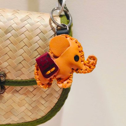 Orange baby elephant keychain