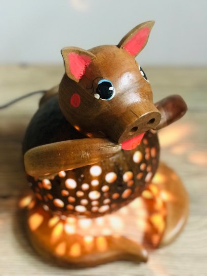 Lamp from coconut shell - Pig