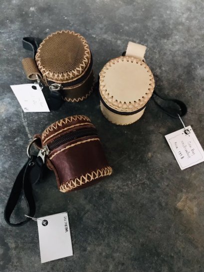 Handmade Leather Cylinder Shaped Coin Bag
