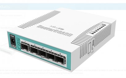 CRS106-1C-5S ,Smart Switch, 5x SFP cages, 1x Combo port ( SFP or Gigabit Ethernet ), 400MHz CPU, 128MB RAM, desktop case, RouterOS L5