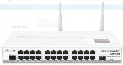 CRS125-24G-1S-2HnD-IN : Cloud Router Switch 24x Gigabit Ethernet layer 3 Smart Switch, 1x SFP cage, LCD, 802.11b/g/n Dual Chain wireless, 600MHz CPU, 128MB RAM,RouterOS L5