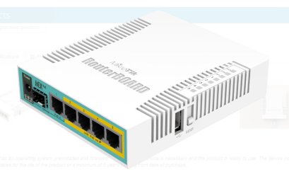 **RB960PGS : 5x Gigabit Ethernet with PoE output for four ports, SFP, USB, 800MHz CPU, 128MB RAM, RouterOS L4