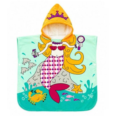 Poncho Beach Cloak Zeepro Kids Size &ndash; Green Mermaid