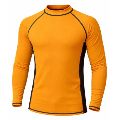 Rash Guard Long Sleeve Zeepro Men With Low Collar Orange Black