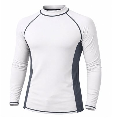 Rash Guard Long Sleeve Zeepro Men With Low Collar White Grey